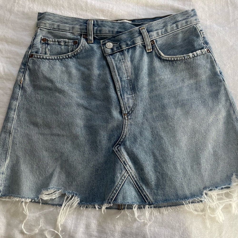 Agolde Criss Cross Denim Mini Skirt